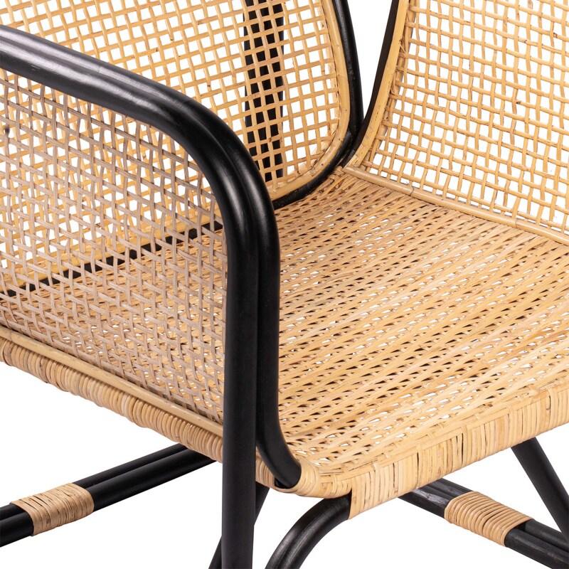 Fauteuil vintage en cannage rotin naturel et métal (5/6)