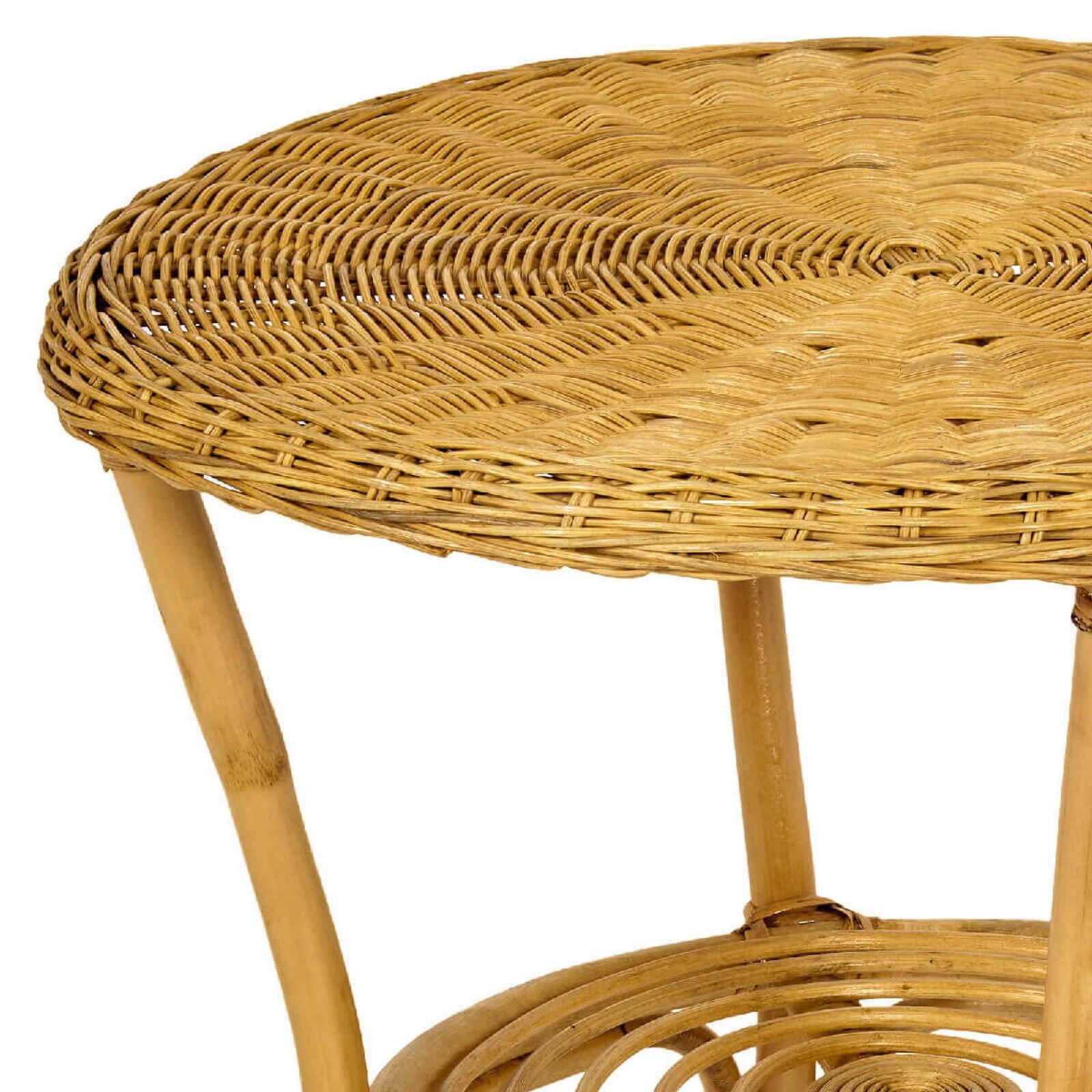 Table basse ronde en rotin naturel