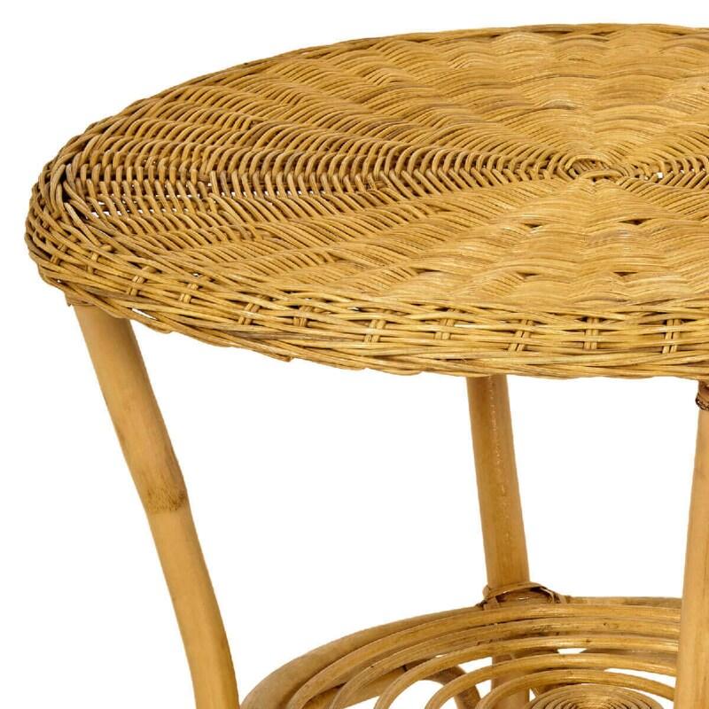 Table basse ronde en rotin naturel
