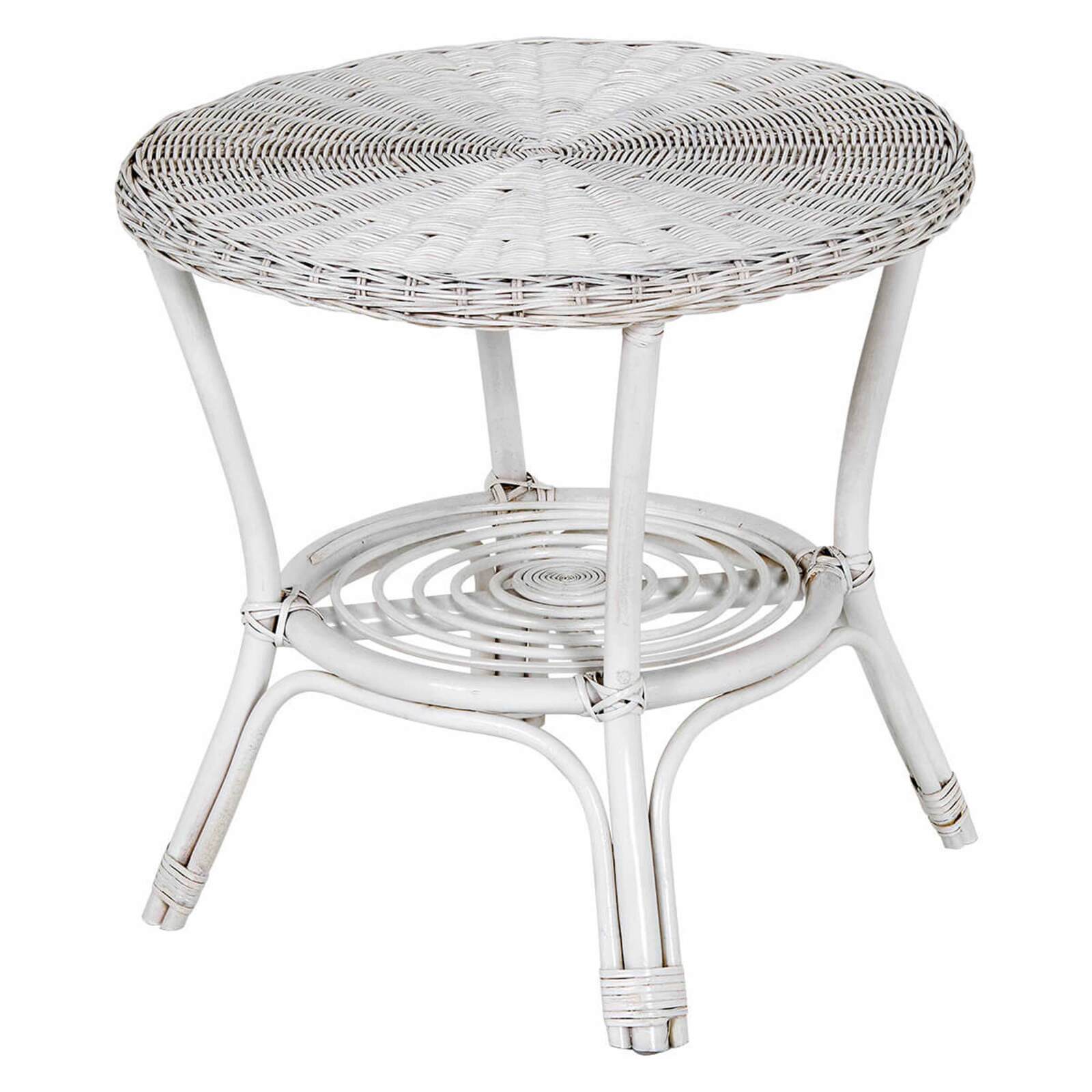 Table basse ronde en rotin naturel