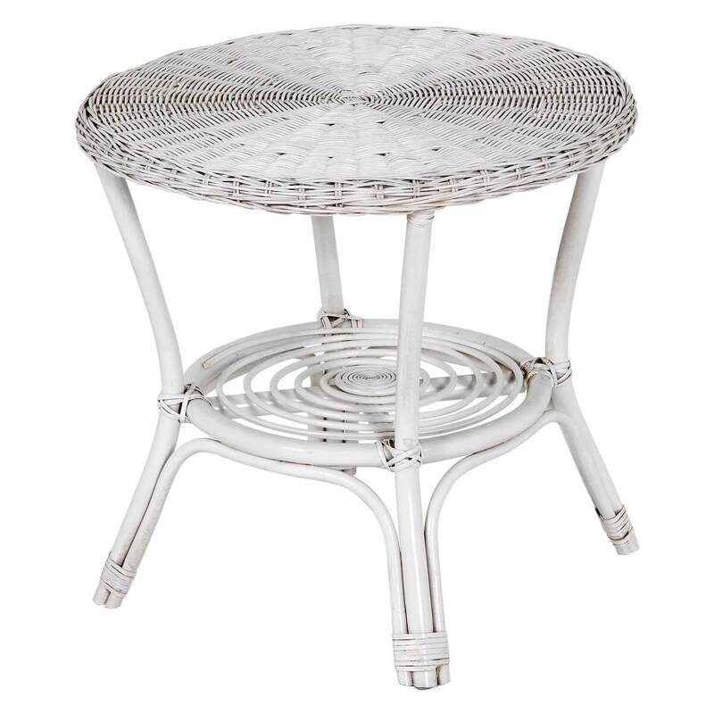 Table basse ronde en rotin naturel