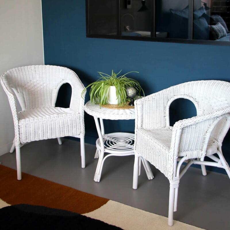 Table basse ronde en rotin naturel (2/4)