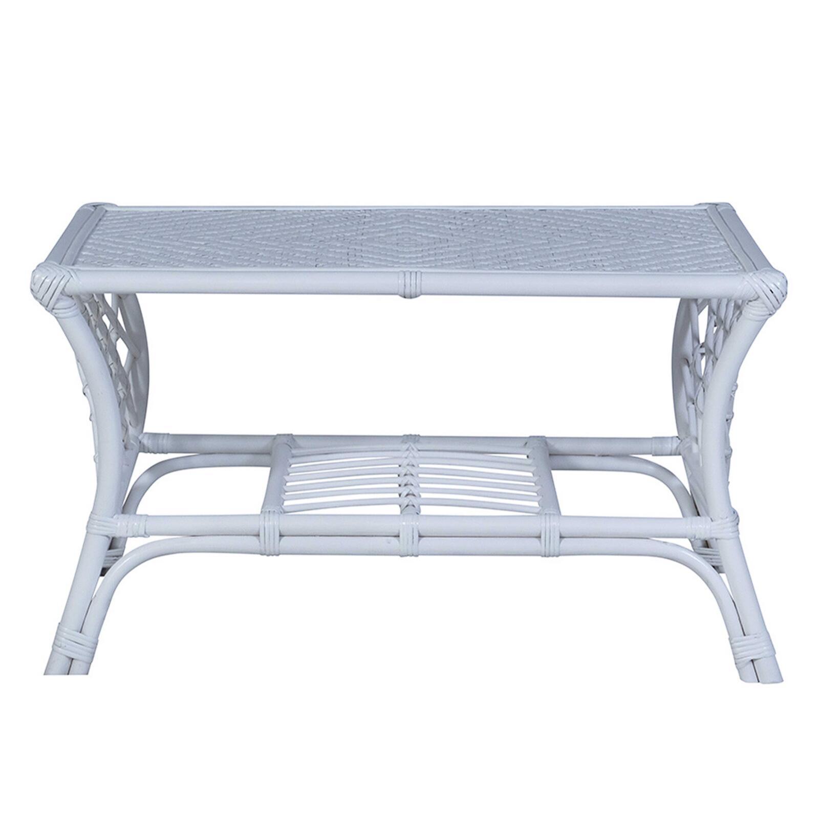 Table basse rectangulaire ajourée en rotin naturel