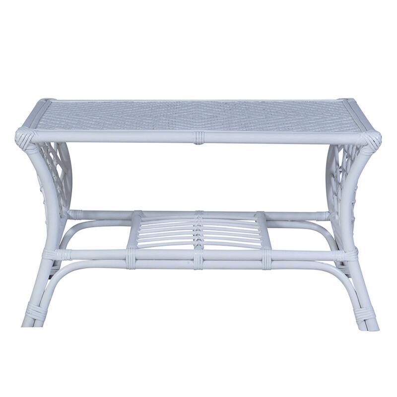 Table basse rectangulaire ajourée en rotin naturel