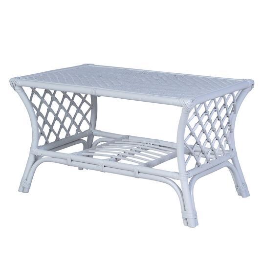 Table basse en rotin naturel ajourée rectangulaire 80x53 cm | Oviala