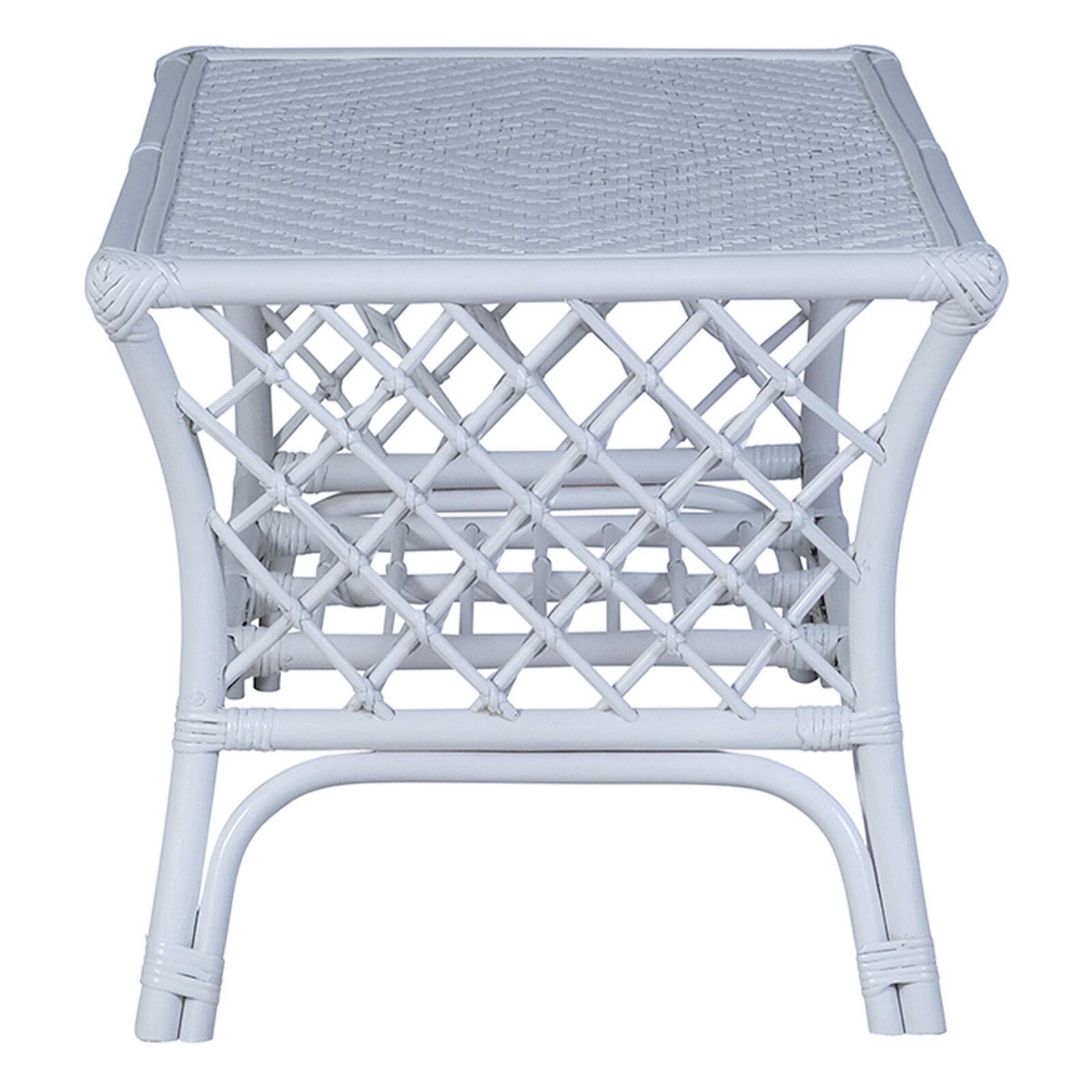 Table basse rectangulaire ajourée en rotin naturel