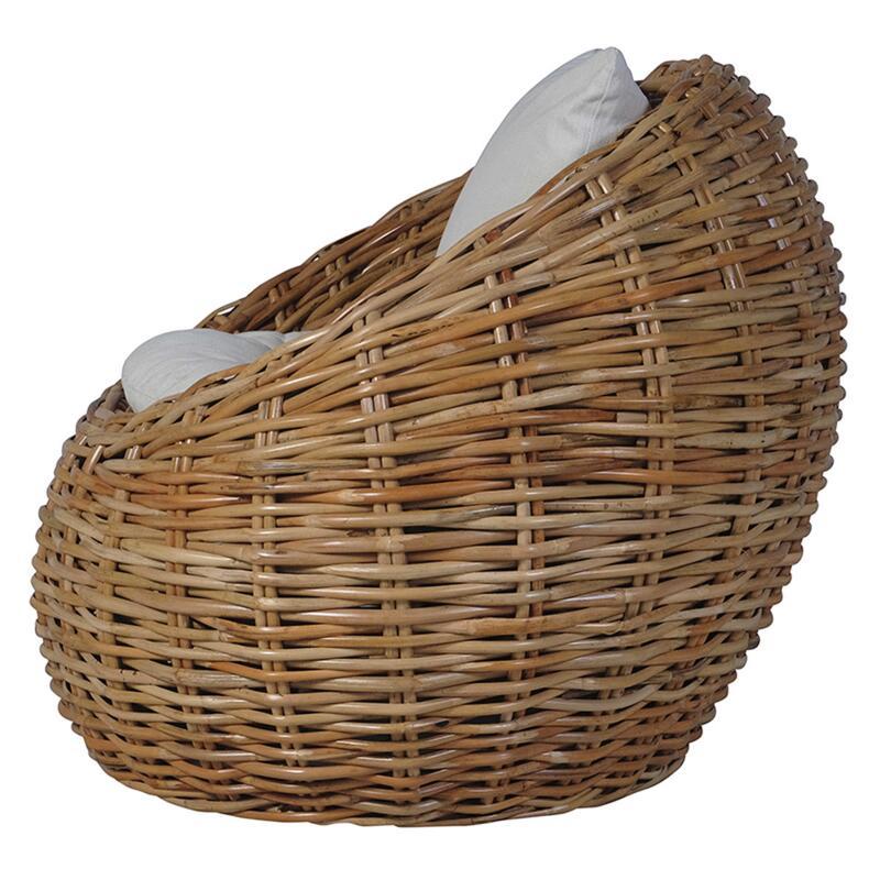 Fauteuil œuf tressé en osier et rotin naturel