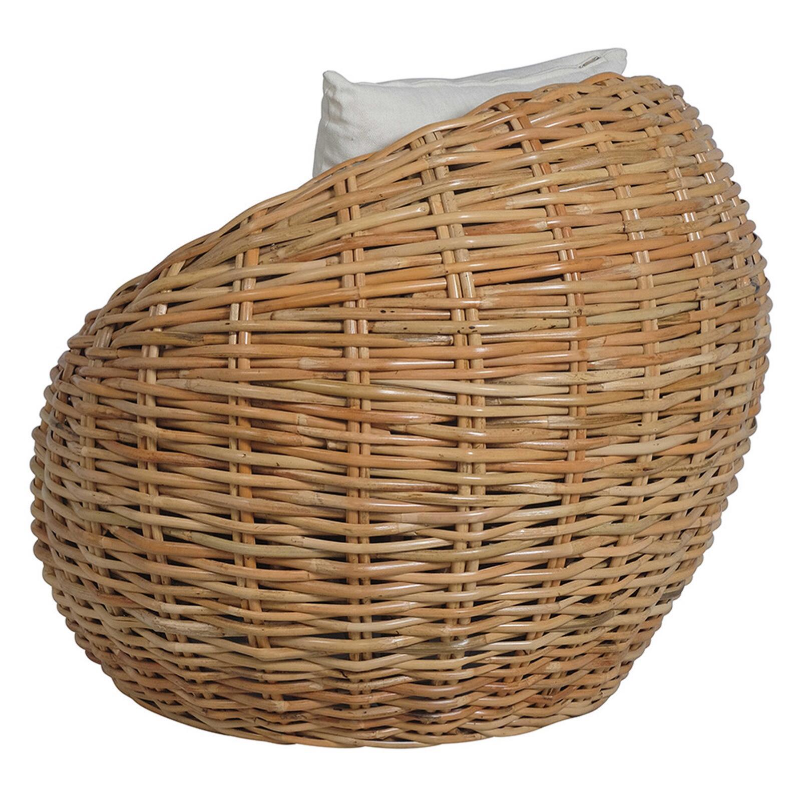 Fauteuil œuf tressé en osier et rotin naturel