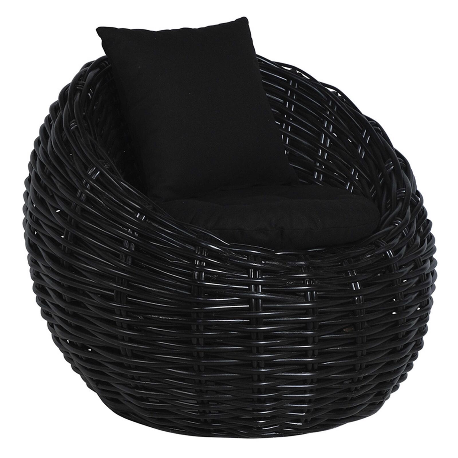 Fauteuil œuf tressé en osier et rotin naturel