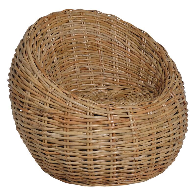 Fauteuil œuf tressé en osier et rotin naturel