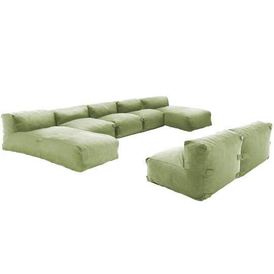 Salon de jardin modulable avec 5 fauteuils et 2 méridiennes