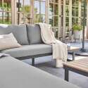 Salon de jardin bas d'angle 6 places en aluminium et bois FSC®