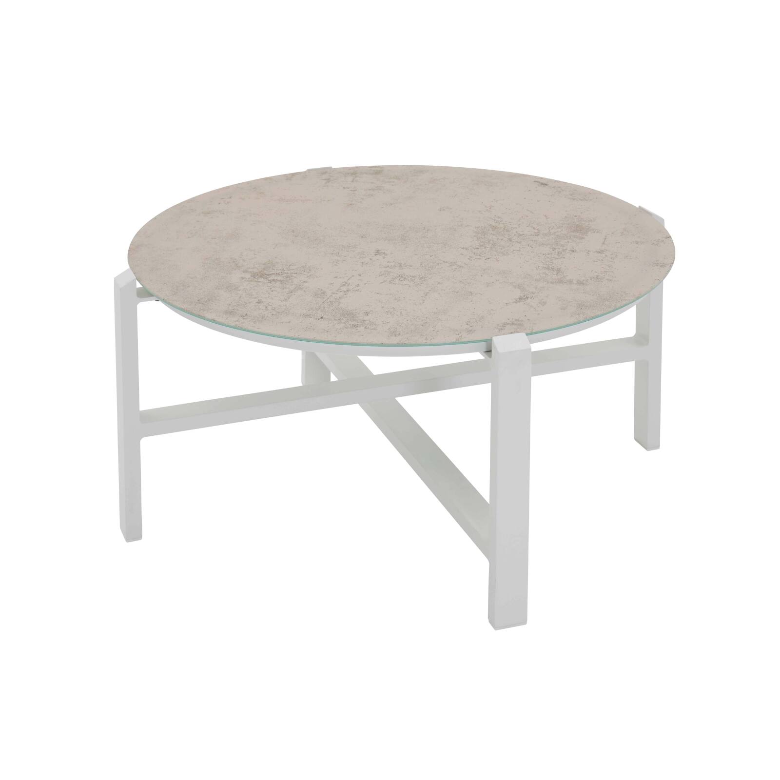 Salon de jardin 4 places en aluminium avec 1 canapé, 2 fauteuils et table basse