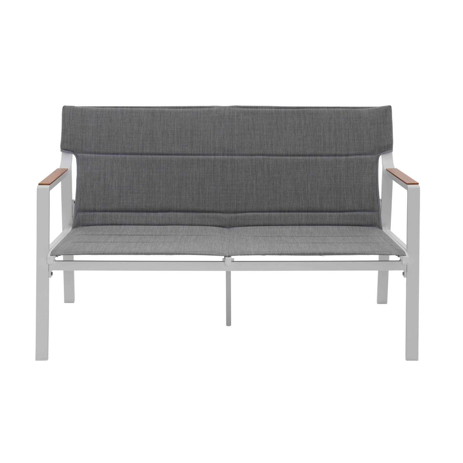 Salon de jardin 4 places en aluminium avec 1 canapé, 2 fauteuils et table basse