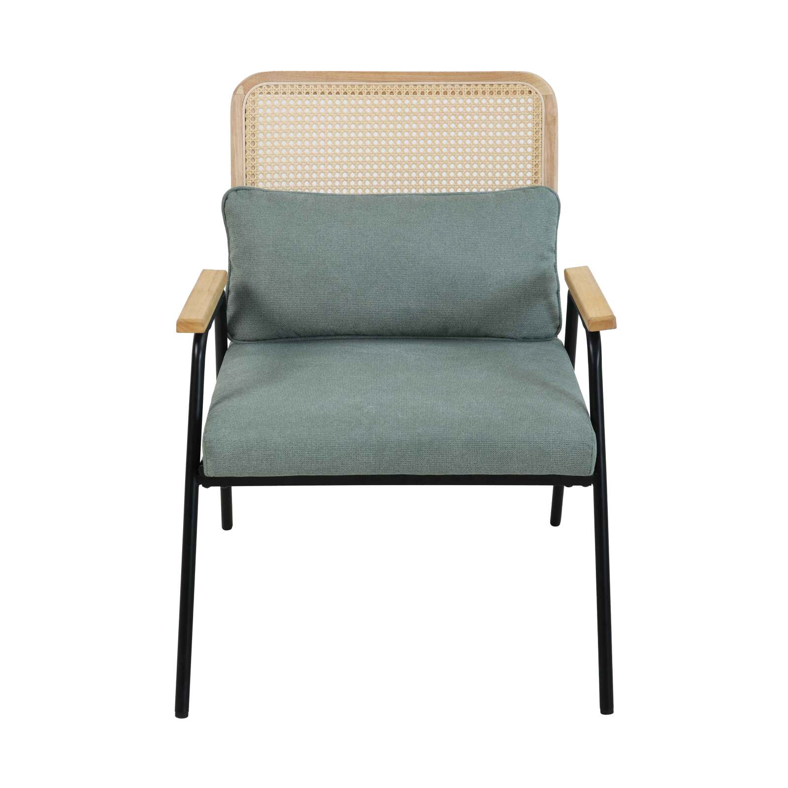 Fauteuil relax en acier, rotin synthétique et tissu