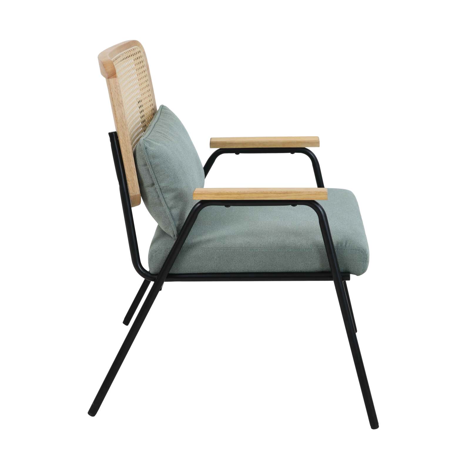 Fauteuil relax en acier, rotin synthétique et tissu