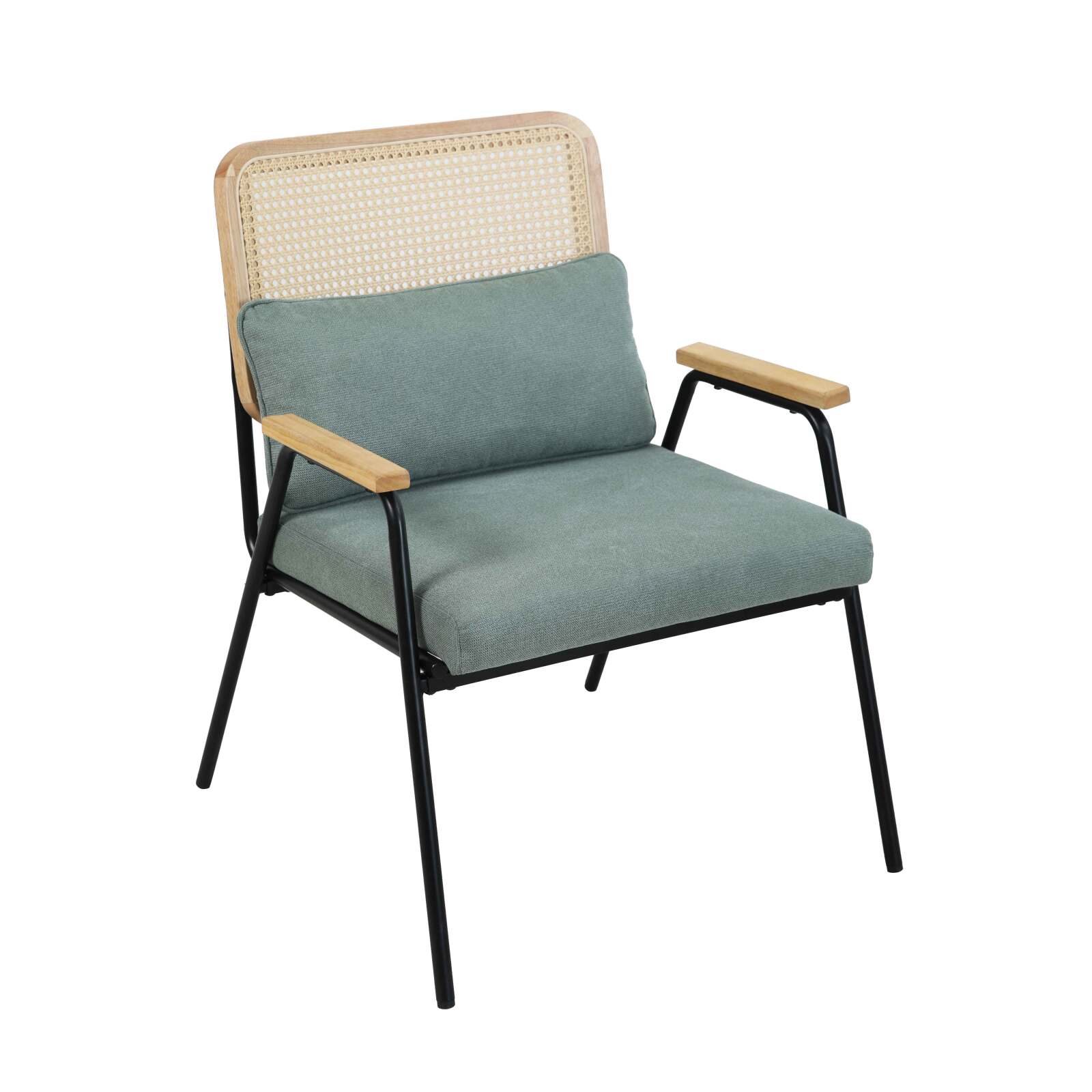 Fauteuil relax en acier, rotin synthétique et tissu
