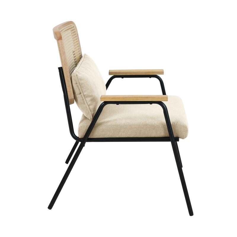 Fauteuil relax en acier, rotin synthétique et tissu