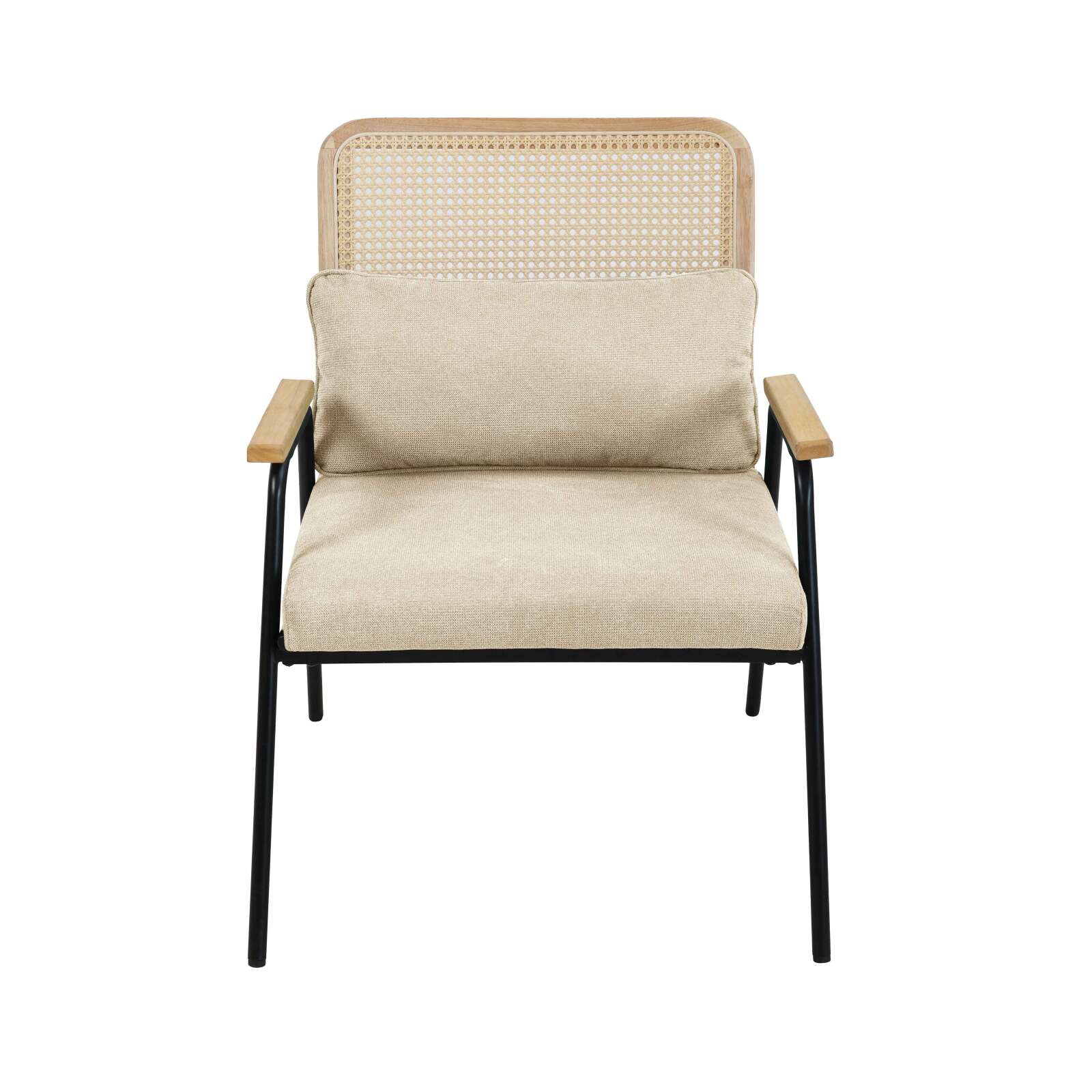 Fauteuil relax en acier, rotin synthétique et tissu Fauteuil relax en acier, rotin synthétique et tissu