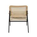Fauteuil relax en acier, rotin synthétique et tissu