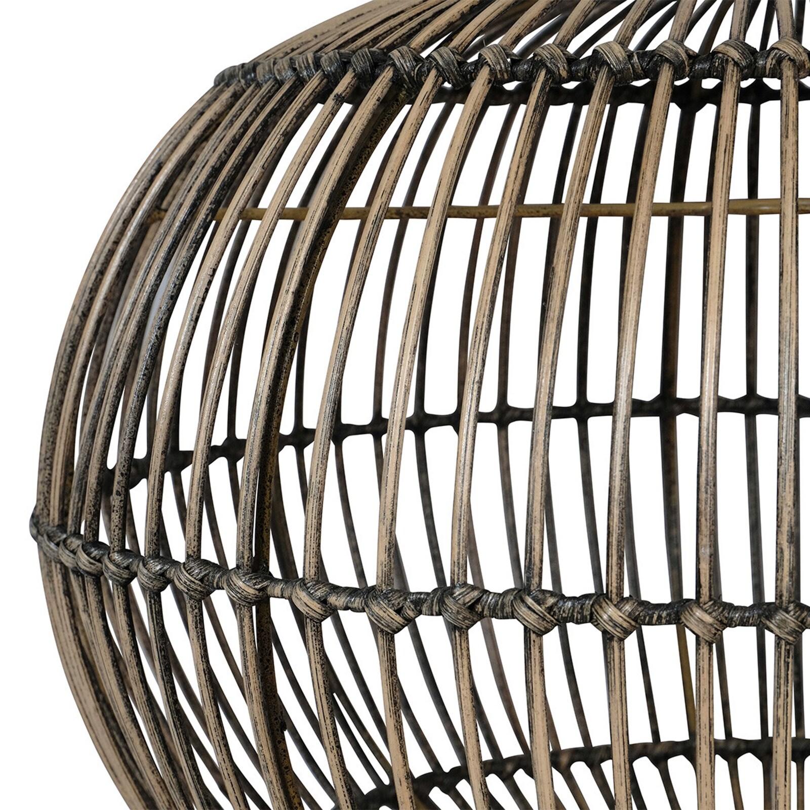 Abat-jour rond en rotin naturel