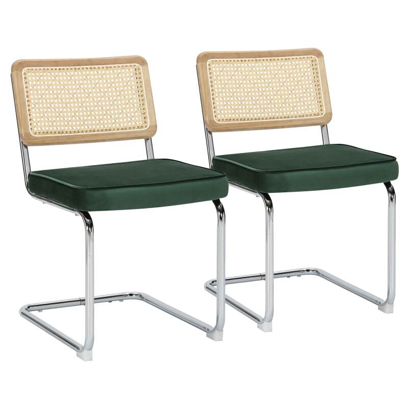 Lot de 2 chaises en acier et velours 