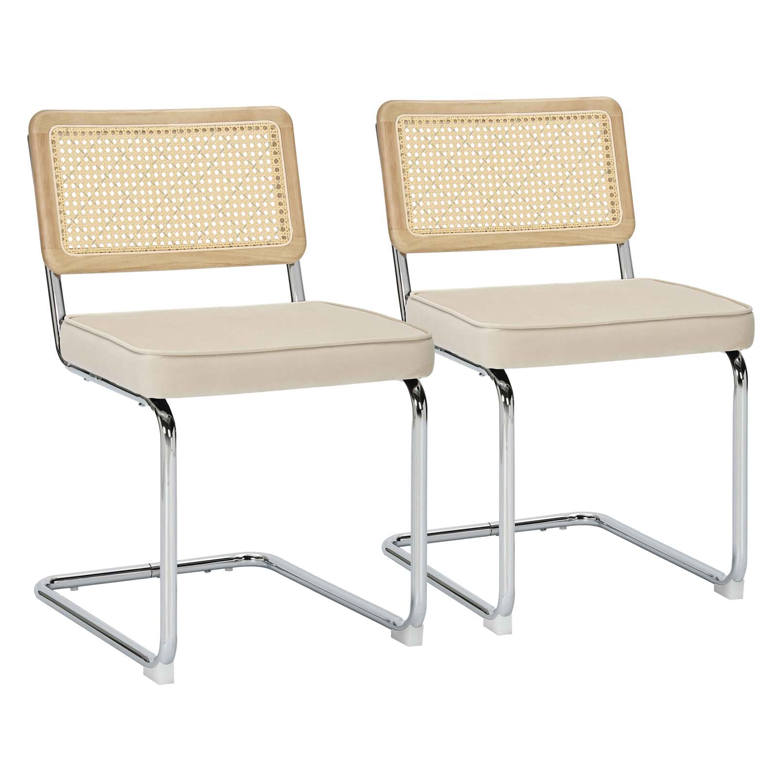 Lot de 2 chaises en acier et velours 