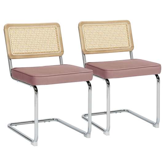 Lot de 2 chaises en acier et velours