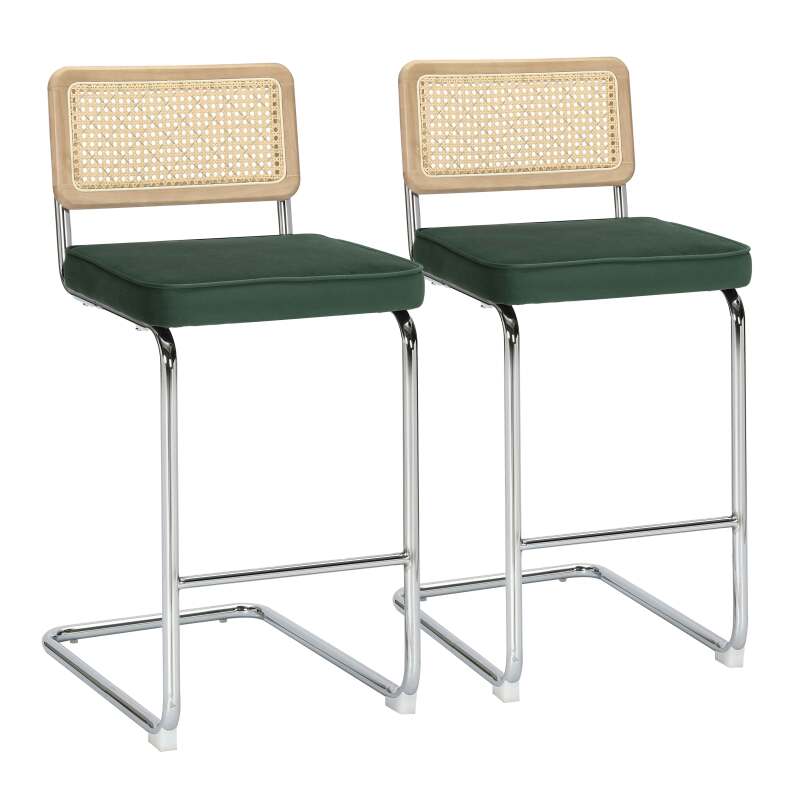 Lot de 2 chaises hautes en acier et velours 