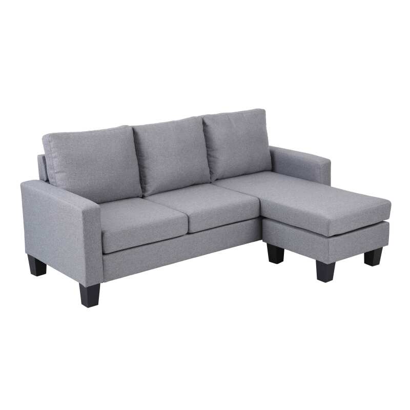 Canapé d'angle avec méridienne en tissu 3 places