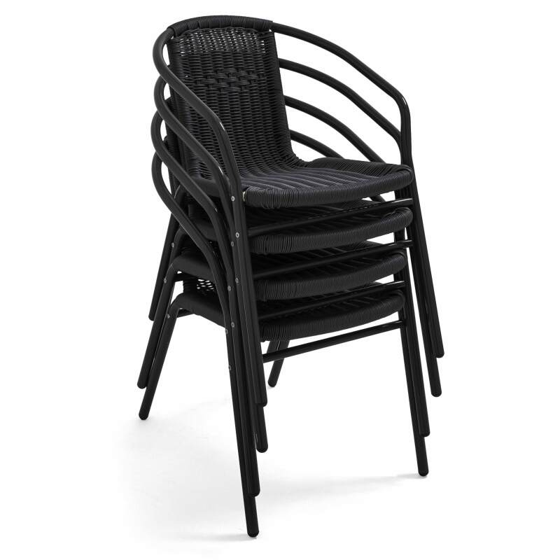 Table de jardin carrée 70 x 70 cm et 4 chaises avec accoudoirs