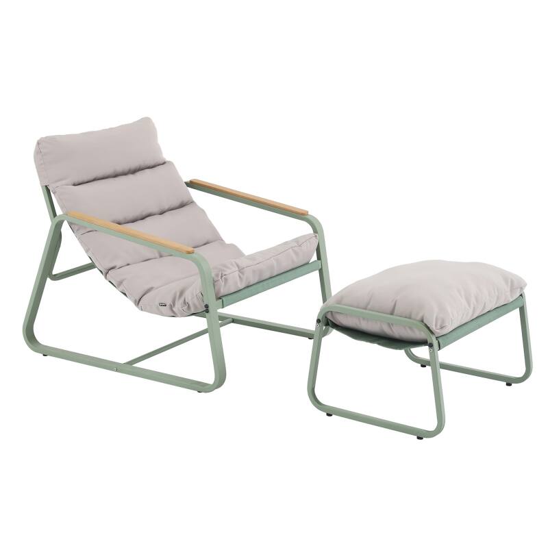 Fauteuil relax en acier et textilène avec repose-pieds