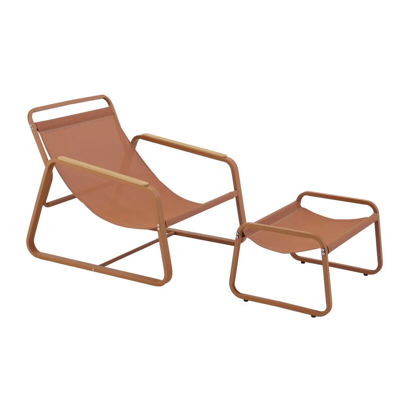 Fauteuil relax en acier et textilène avec repose-pieds