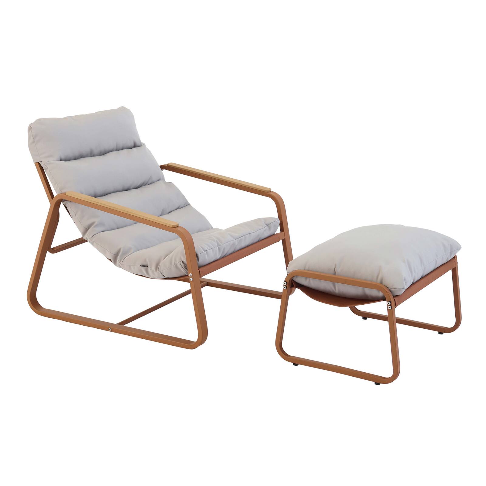 Fauteuil relax en acier et textilène avec repose-pieds