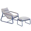 Fauteuil relax en acier et textilène avec repose-pieds