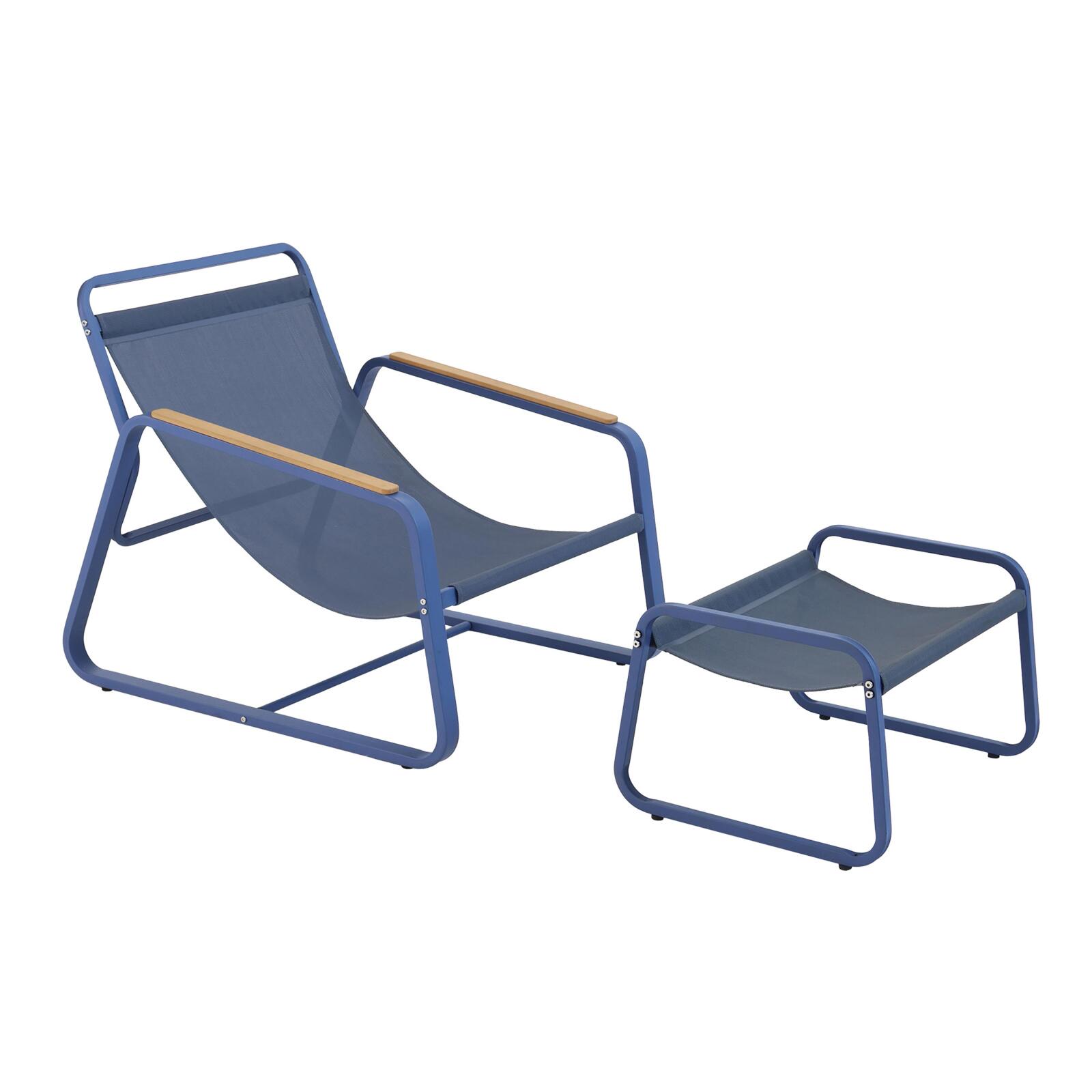 Fauteuil relax en acier et textilène avec repose-pieds