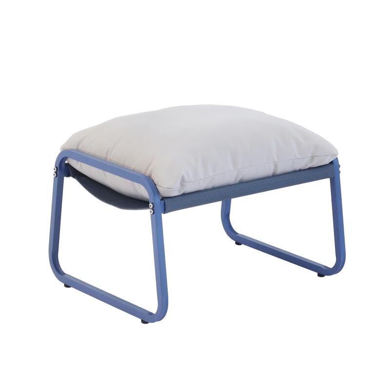 Fauteuil relax en acier et textilène avec repose-pieds