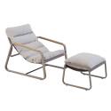 Fauteuil relax en acier et textilène avec repose-pieds