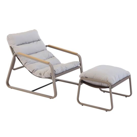 Fauteuil relax en acier et textilène avec repose-pieds