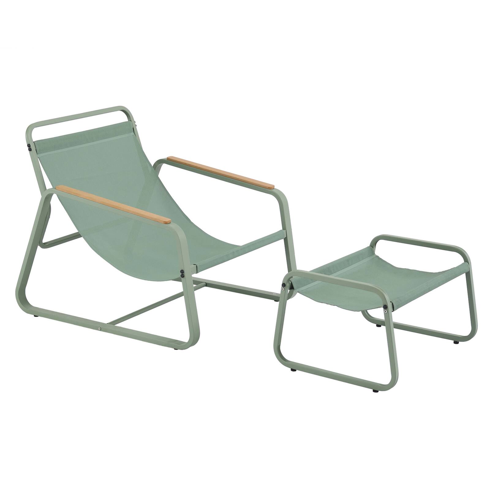 Fauteuil relax en acier et textilène avec repose-pieds