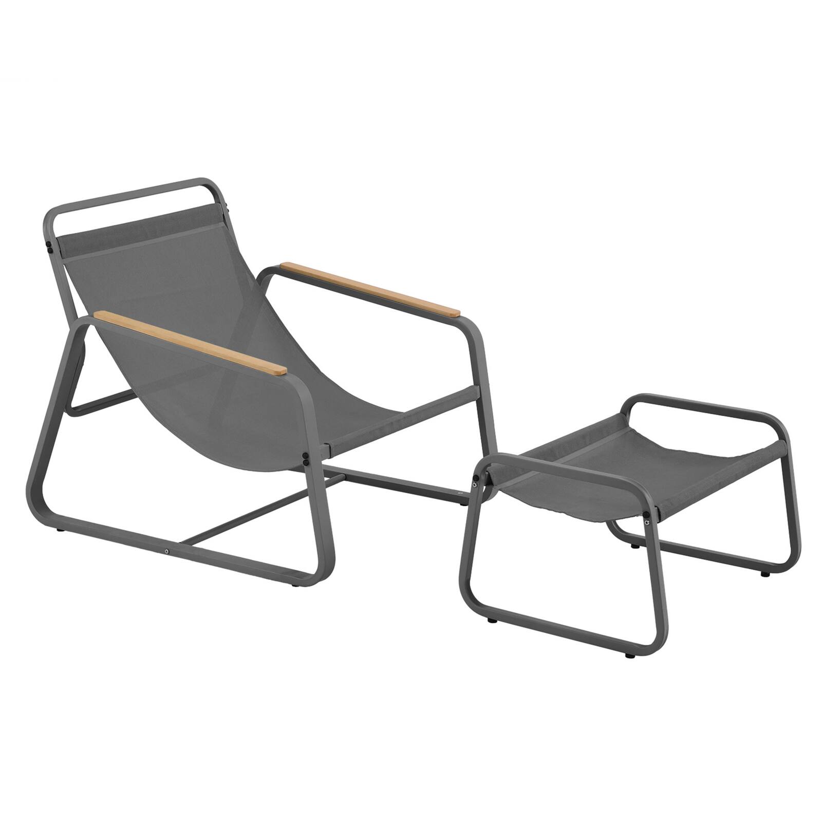 Fauteuil relax en acier et textilène avec repose-pieds