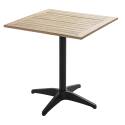 Table de jardin carrée en aluminium et plateau bois 70x70 cm