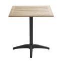 Table de jardin carrée en aluminium et plateau bois 70x70 cm