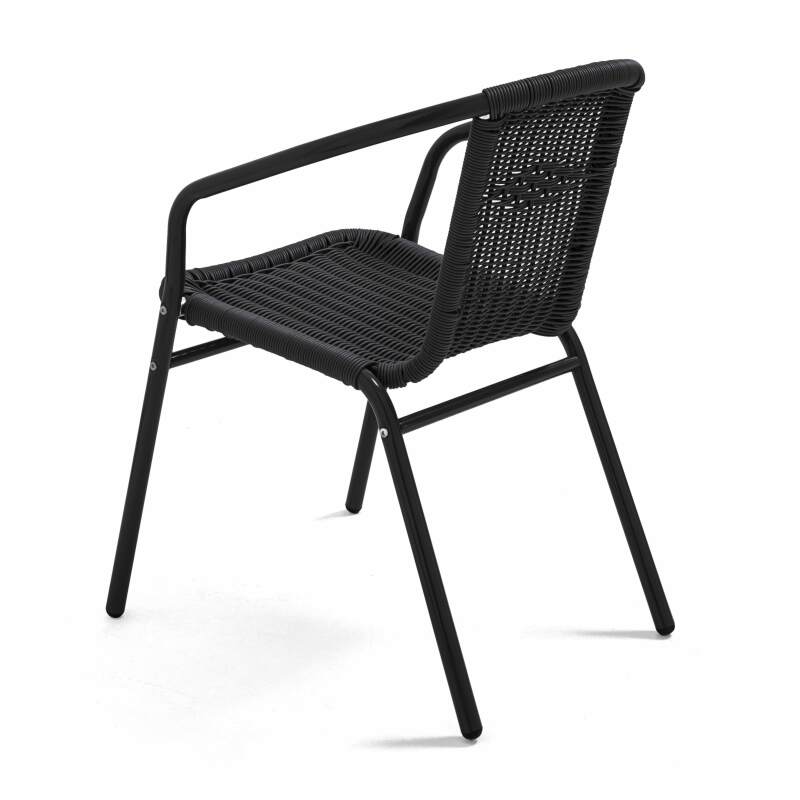 Table de terrasse carré plateau bois et 2 chaises en résine et aluminium