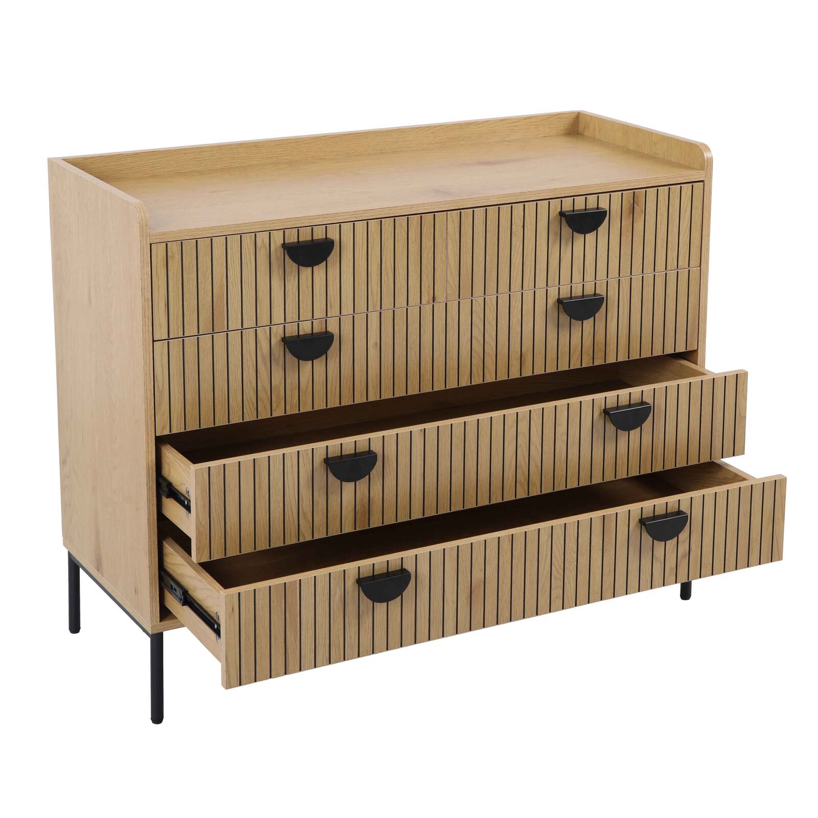 Commode à 5 tiroirs en MDF décor mélaminé 100 cm