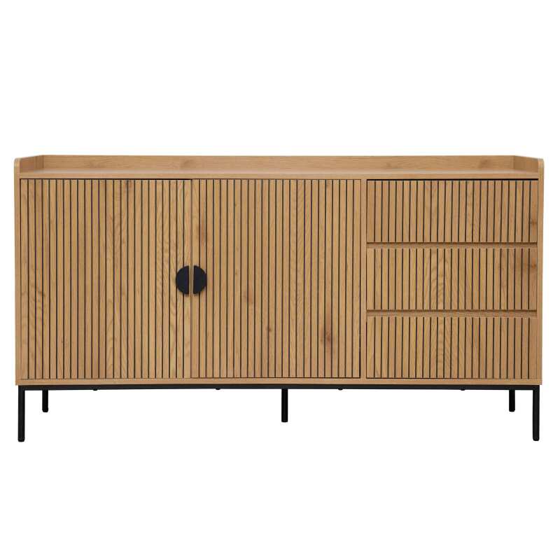Buffet 2 portes et 3 tiroirs en acier et MDF décor mélaminé 150 cm (2/7)