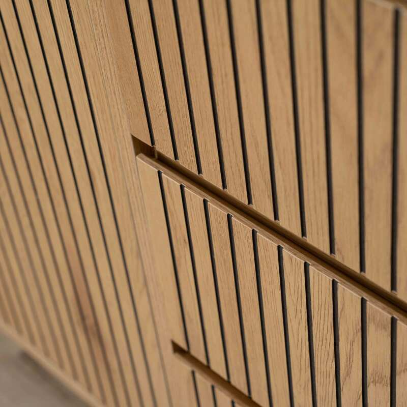 Buffet 2 portes et 3 tiroirs en acier et MDF décor mélaminé 150 cm (7/8)