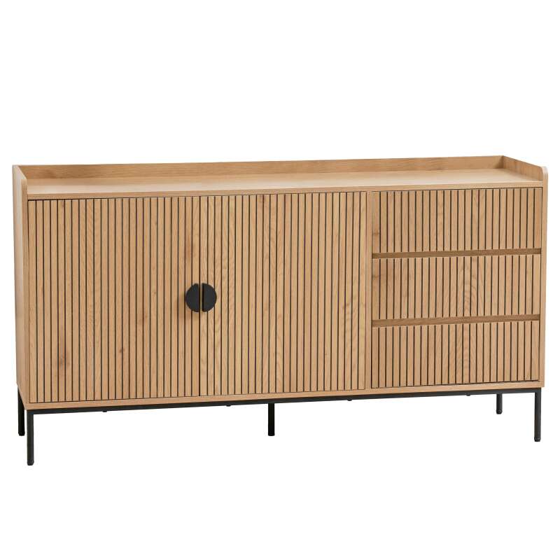 Buffet 2 portes et 3 tiroirs en acier et MDF décor mélaminé 150 cm