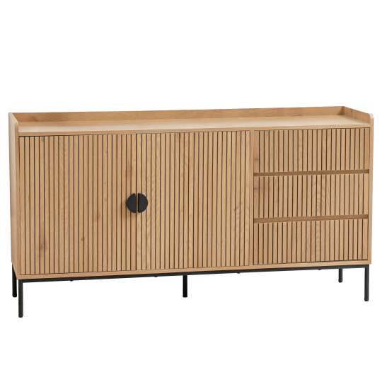 Buffet 2 portes et 3 tiroirs en acier et MDF décor mélaminé 150 cm