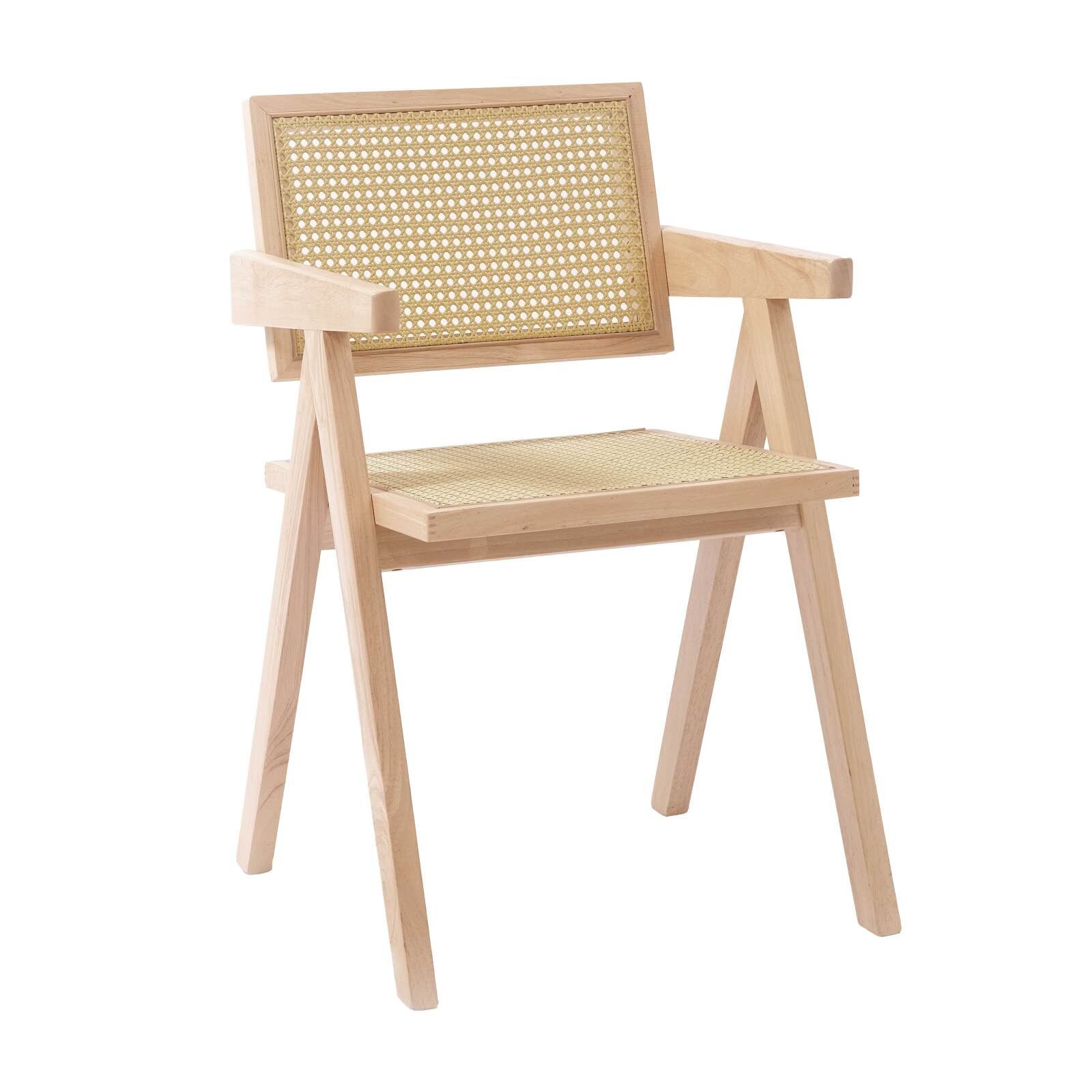 Lot de 2 chaises avec accoudoirs en rotin naturel et bois massif FSC®